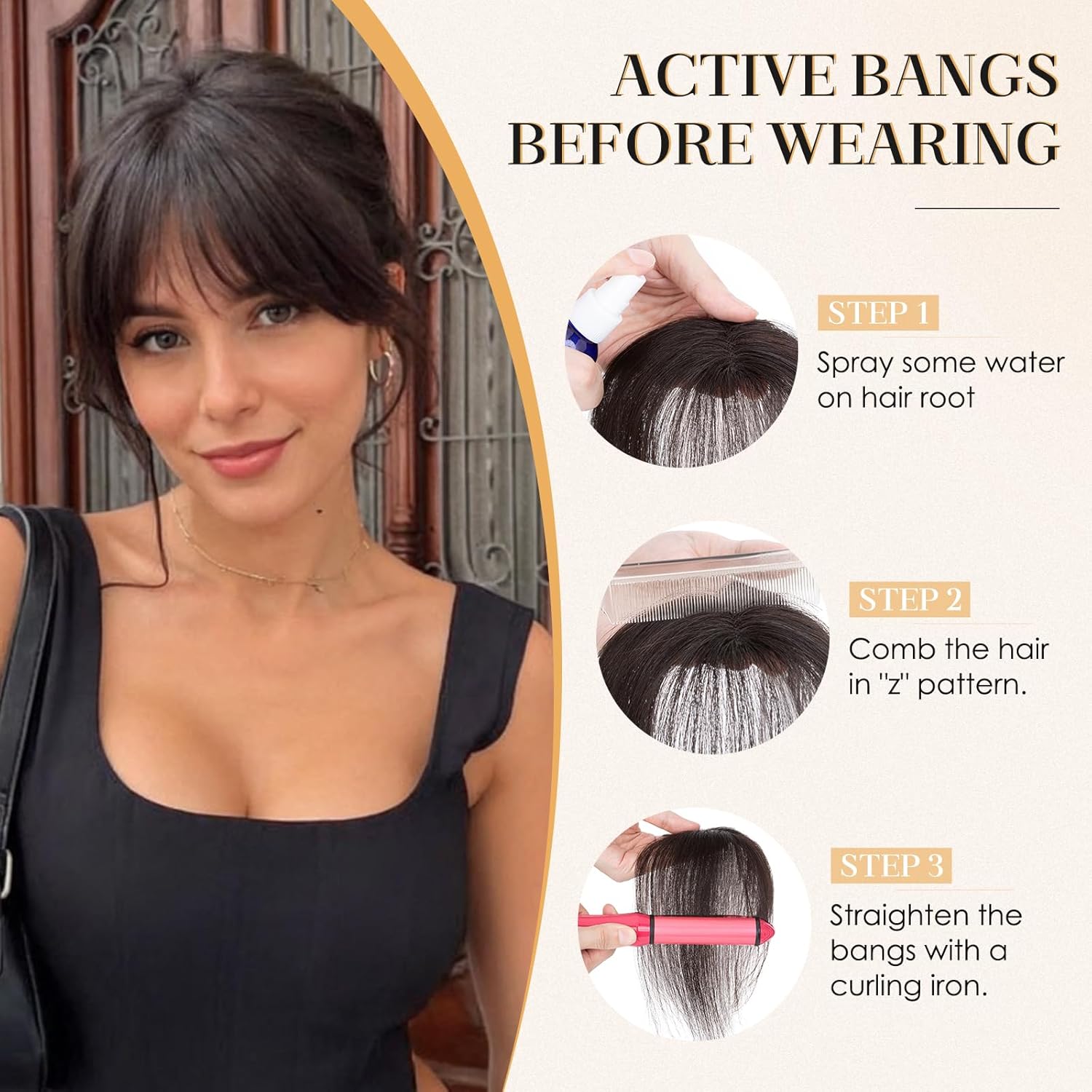 Wispy Bangs Hair Topper 360° 3D Cover Real Clip