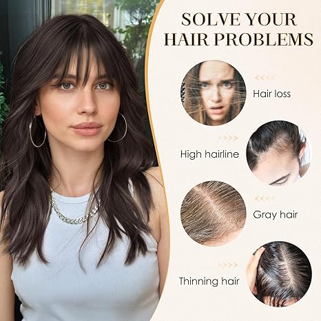 Wispy Bangs Hair Topper 360° 3D Cover Real Clip