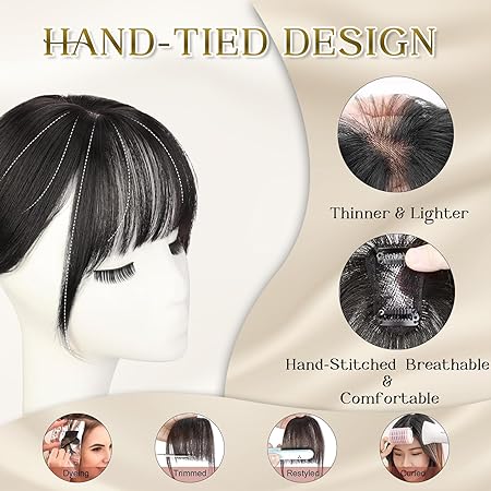 Wispy Bangs Hair Topper 360° 3D Cover Real Clip