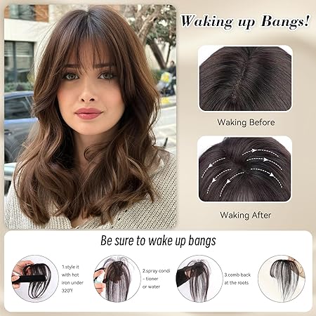 Wispy Bangs Hair Topper 360° 3D Cover Real Clip